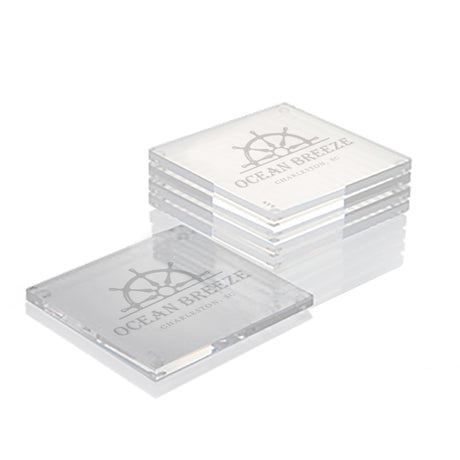 Engraved Acrylic Coasters with Helm - Set of Four