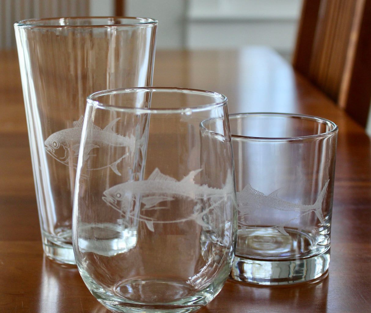 Bluefin Tuna Laser Engraved Glasses - Pelagic Fishing Gift