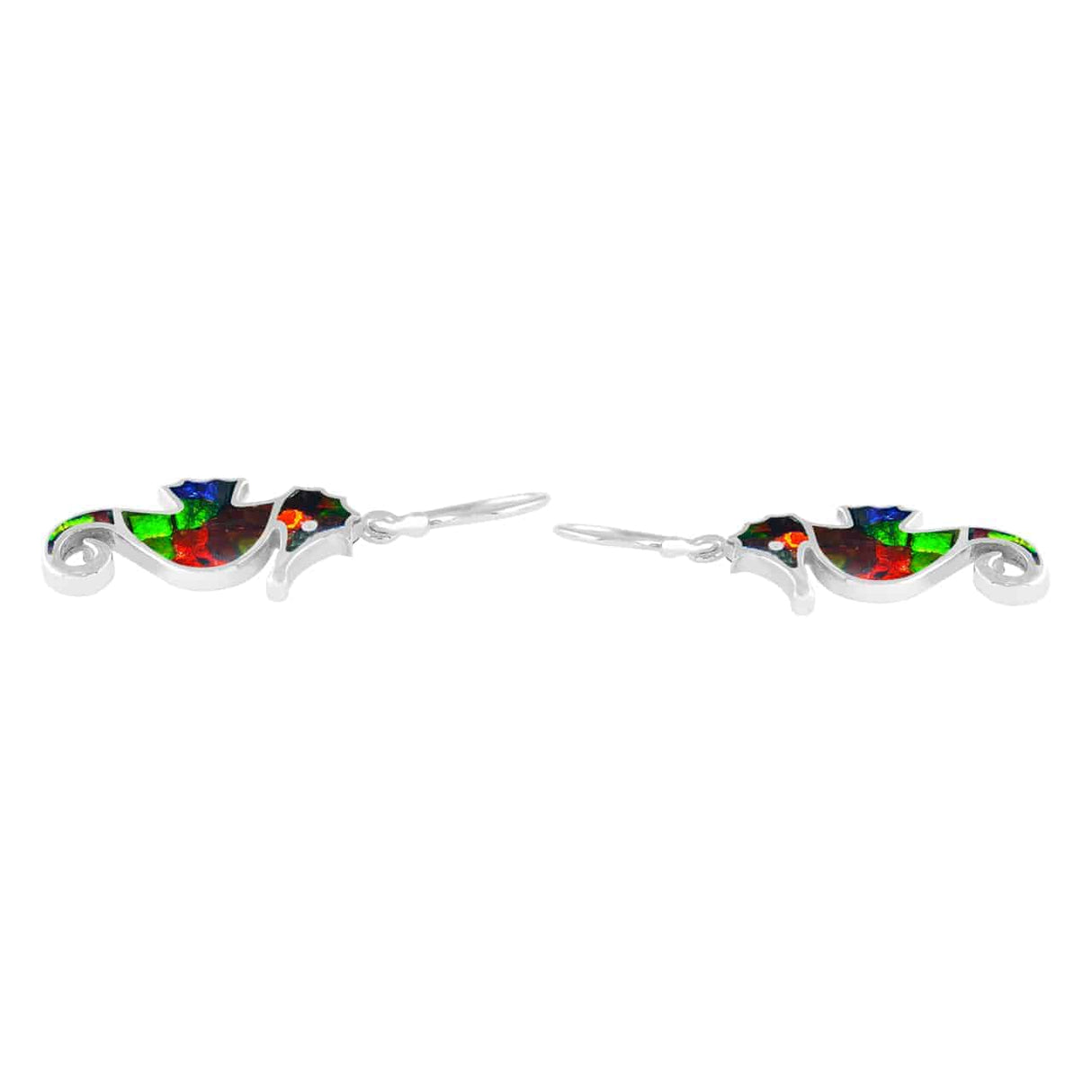 Starborn Ammolite Seahorse Earrings in Sterling Silver