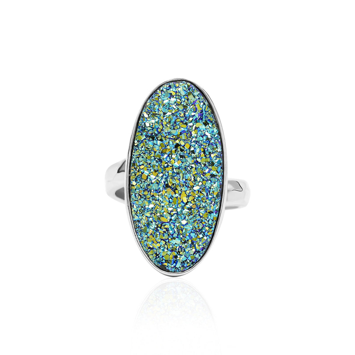 Starborn Cassiopeia Seas Quartz Drusy Oval Ring in Sterling Silver