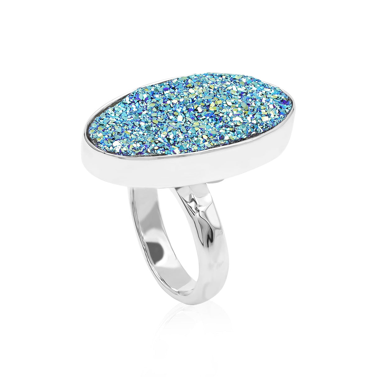 Starborn Cassiopeia Seas Quartz Drusy Oval Ring in Sterling Silver