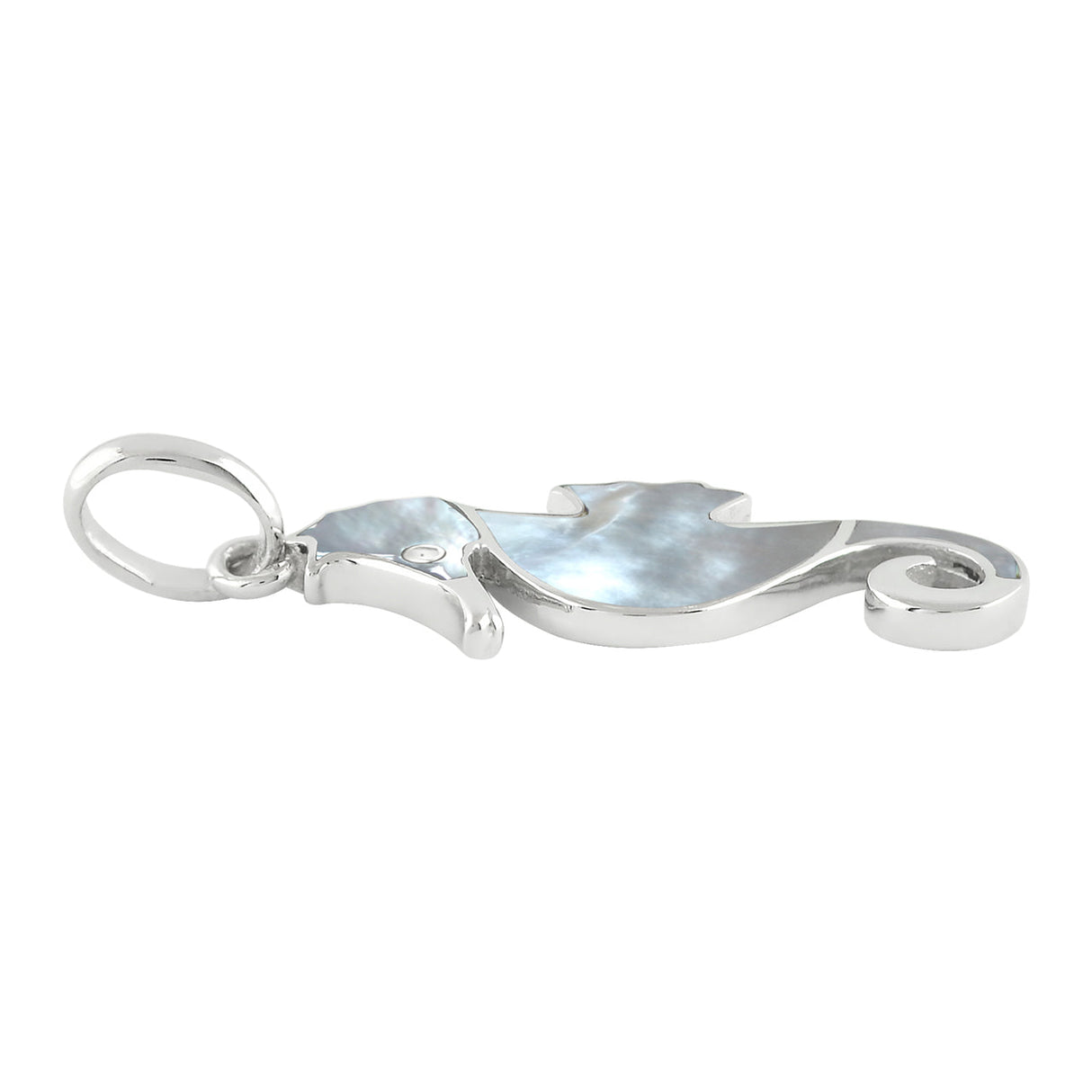Starborn Mother Of Pearl Inlay Seahorse Pendant in Sterling Silver