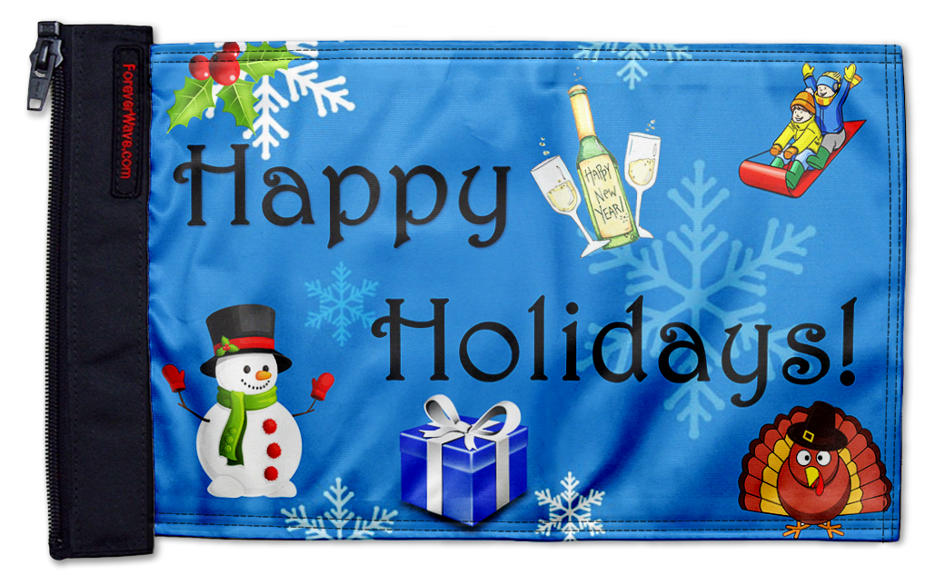 Happy Holidays 12"x18" Forever Wave Flag for Boats