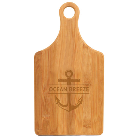 Engraved Bamboo Paddle Cutting Board with Anchor