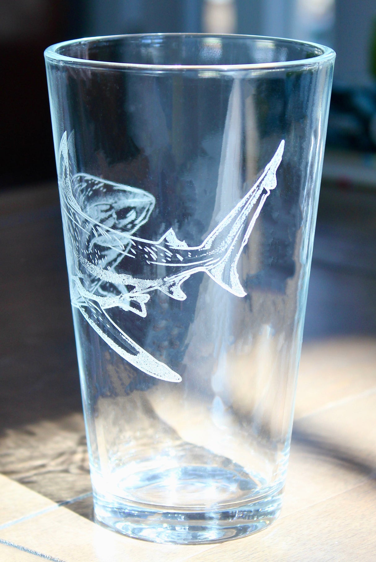 Shark Laser Engraved Glasses - Ocean Gift
