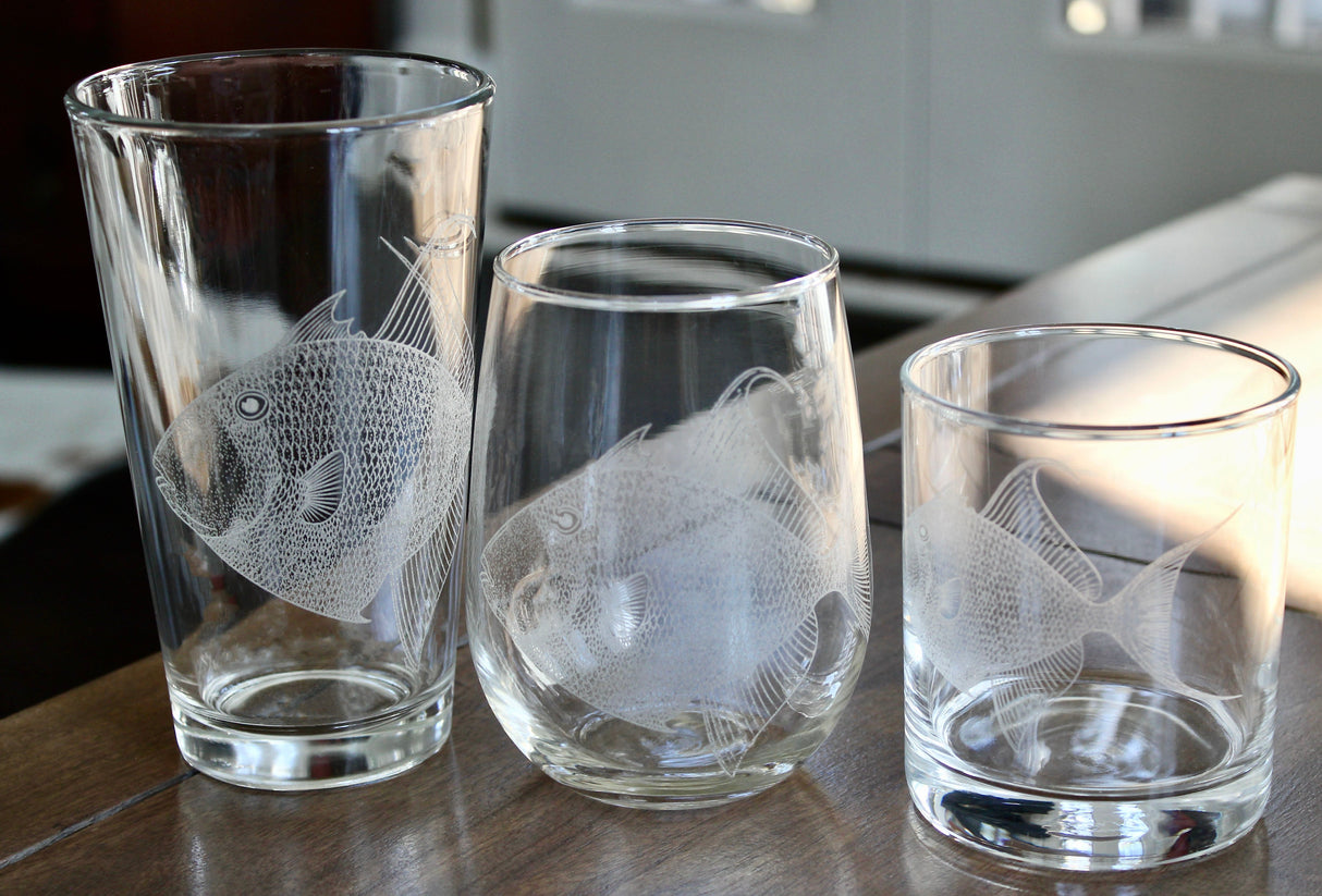 Triggerfish Laser Engraved Glasses
