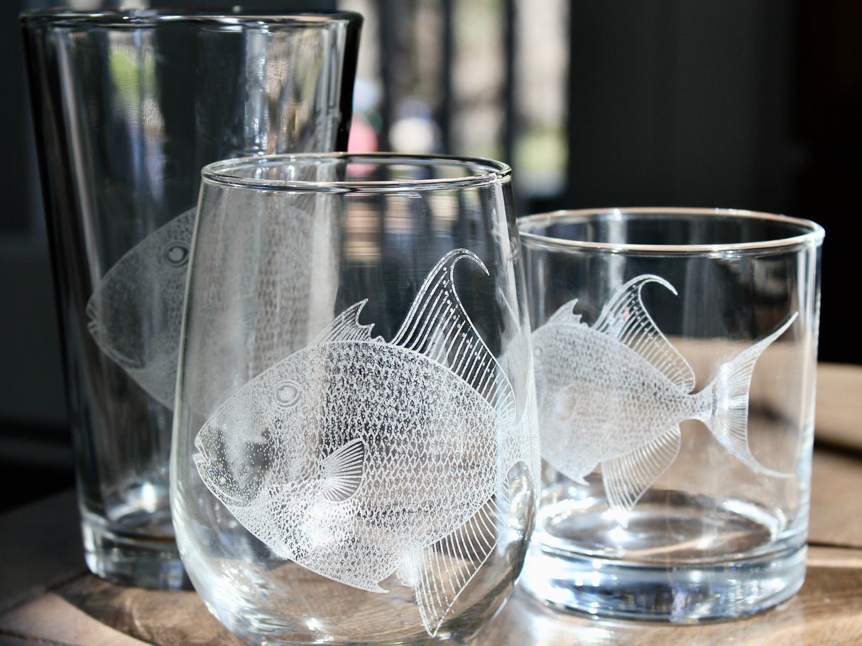 Triggerfish Laser Engraved Glasses