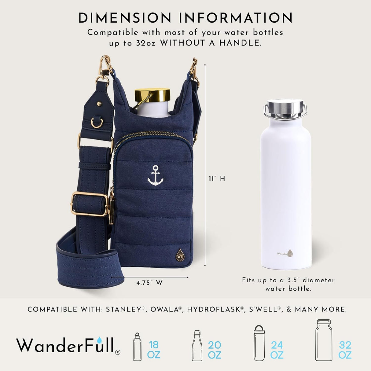 Navy Canvas HydroBag® with Anchor Embroidery