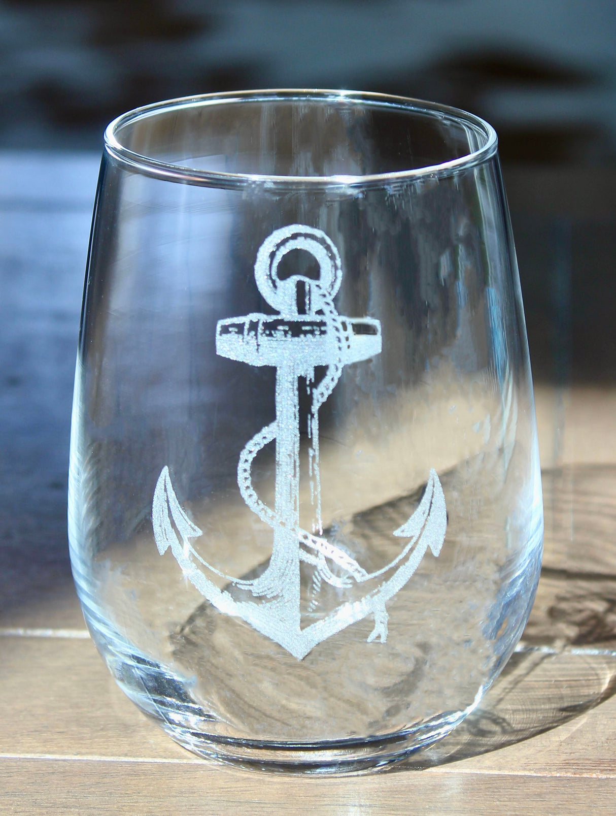 Anchor Design - Laser Engraved Glasses - Nautical Gift