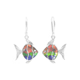 Starborn Ammolite Fish Shaped Earrings in Sterling Silver