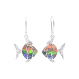 Starborn Ammolite Fish Shaped Earrings in Sterling Silver