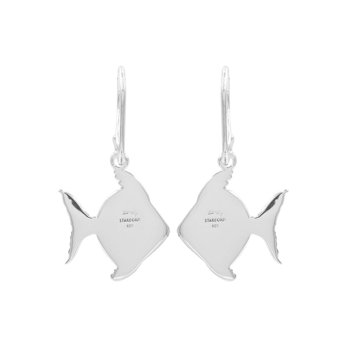Starborn Ammolite Fish Shaped Earrings in Sterling Silver