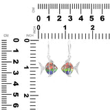 Starborn Ammolite Fish Shaped Earrings in Sterling Silver