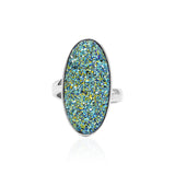 Starborn Cassiopeia Seas Quartz Drusy Oval Ring in Sterling Silver