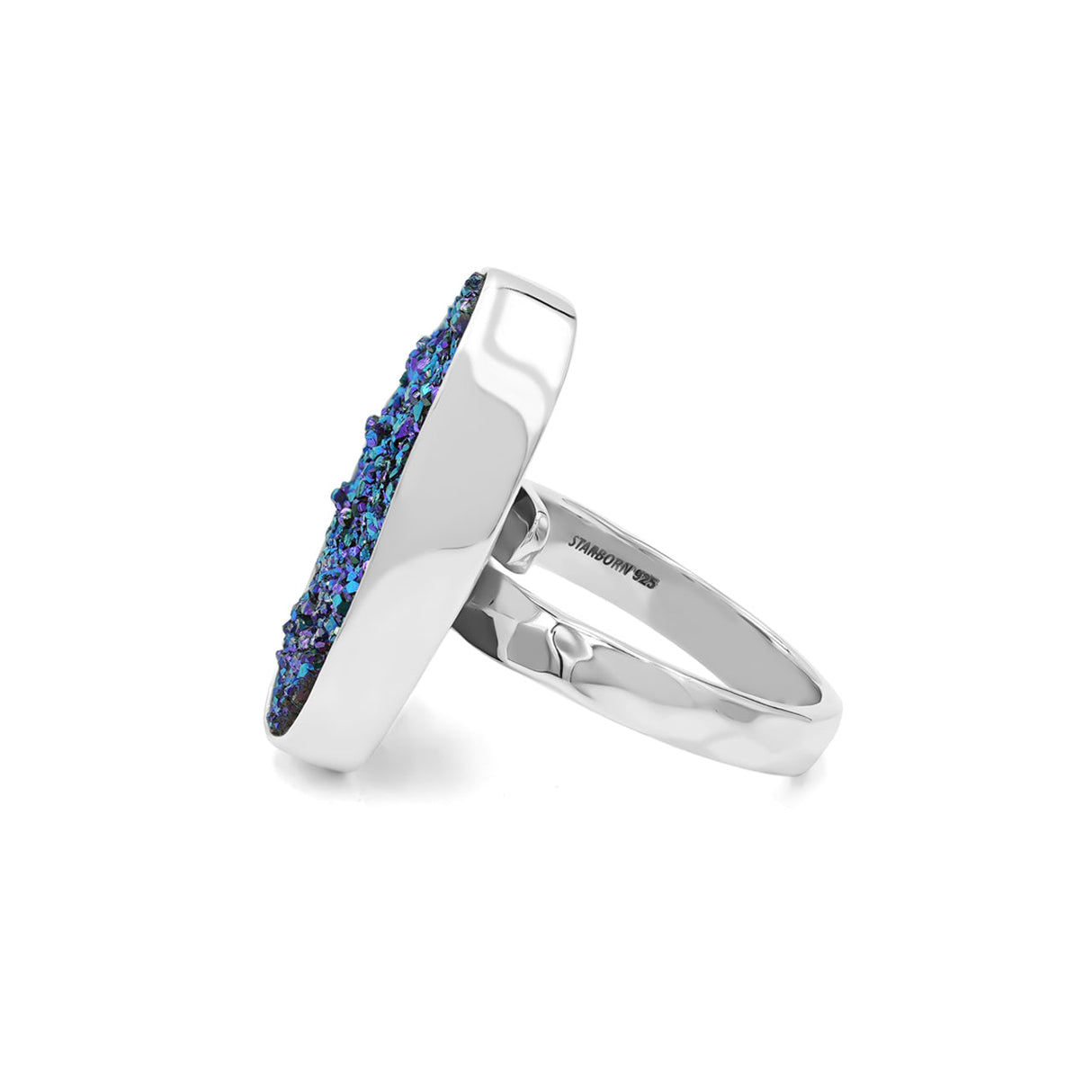 Starborn Cassiopeia Seas Quartz Drusy Oval Ring in Sterling Silver
