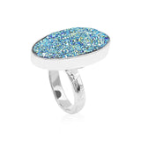Starborn Cassiopeia Seas Quartz Drusy Oval Ring in Sterling Silver