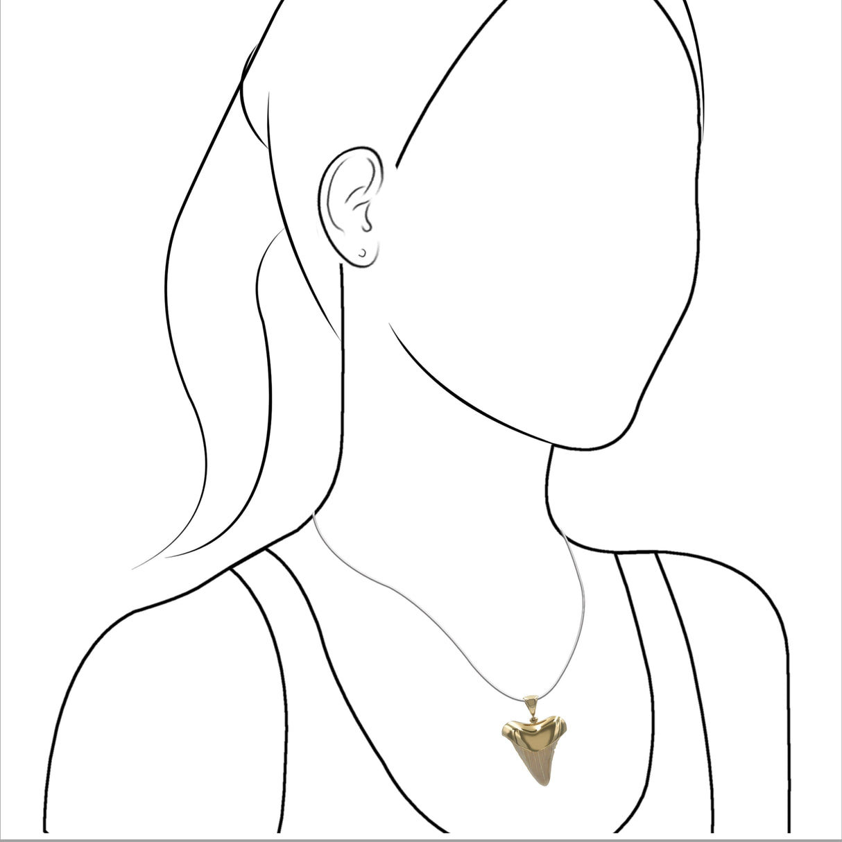 Starborn Light Fossil Shark Tooth Cap Set Pendant in 18k Gold Plated Brass