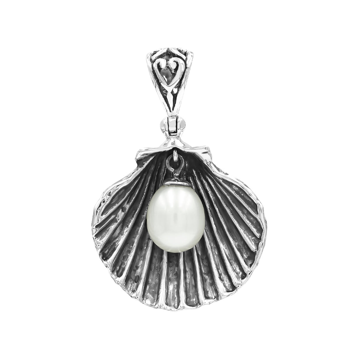 Starborn Seashell Pendant with Freshwater Pearl in Sterling Silver