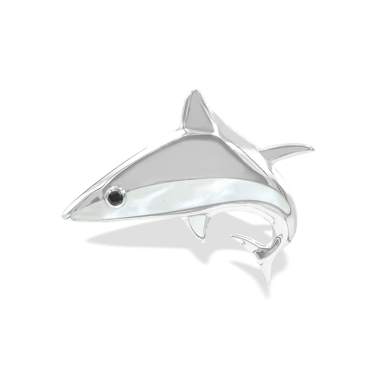 Starborn Mother of Pearl Shark Pendant in Sterling Silver