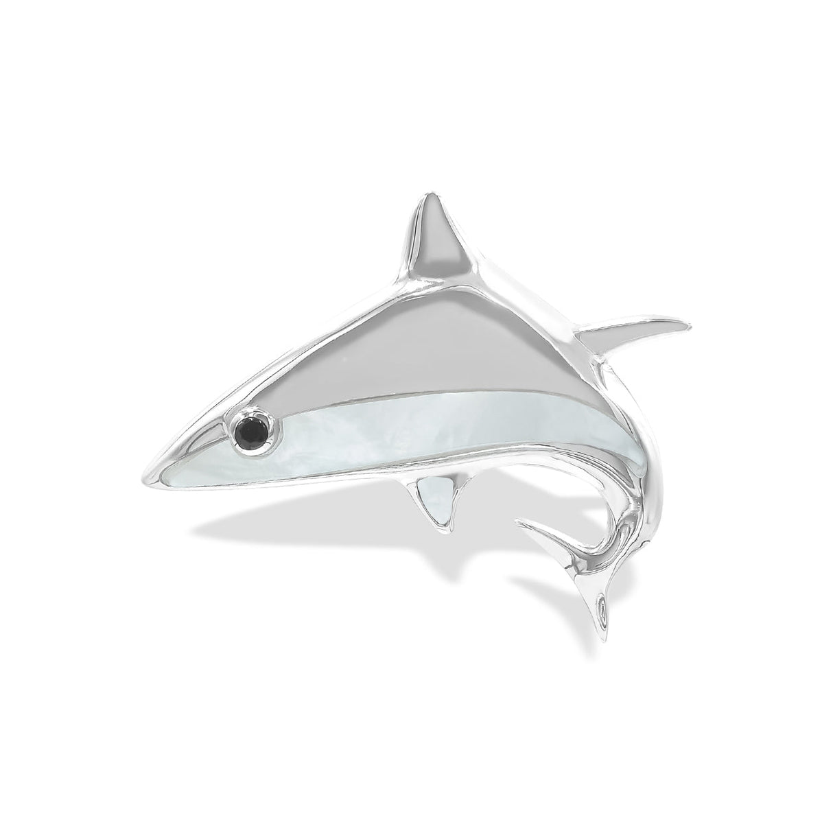 Starborn Mother of Pearl Shark Pendant in Sterling Silver