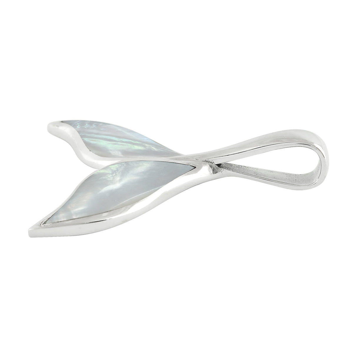 Starborn Mother of Pearl Whale Tail Pendant in Sterling Silver