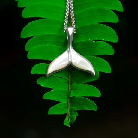 Starborn Mother of Pearl Whale Tail Pendant in Sterling Silver