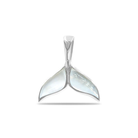 Starborn Mother of Pearl Whale Tail Pendant in Sterling Silver