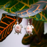 Starborn Pink Natrolite Turtle Earrings in Sterling Silver