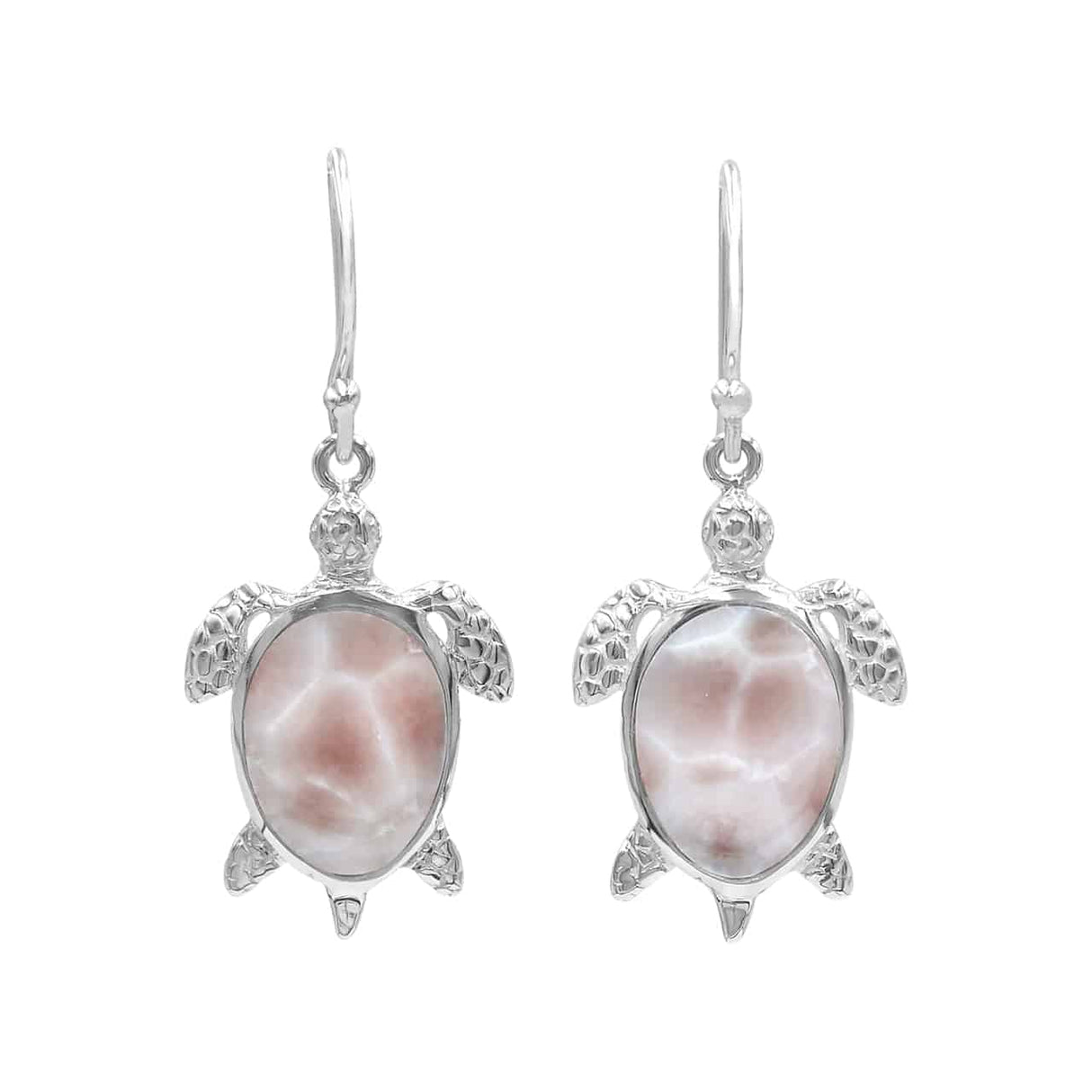 Starborn Pink Natrolite Turtle Earrings in Sterling Silver