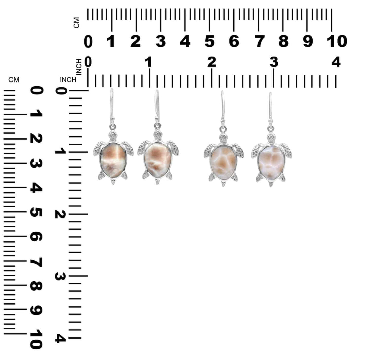 Starborn Pink Natrolite Turtle Earrings in Sterling Silver