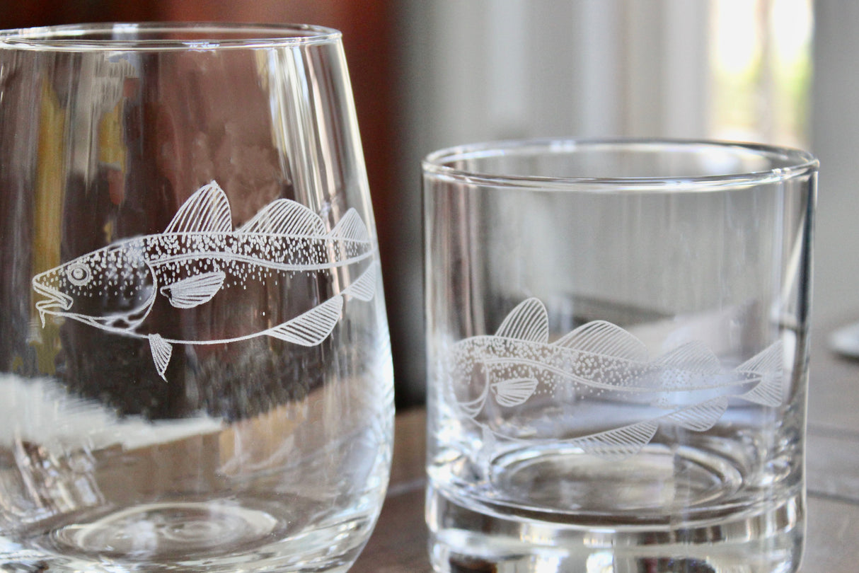 Cod Fish Laser Engraved Glasses - Fishing Gift
