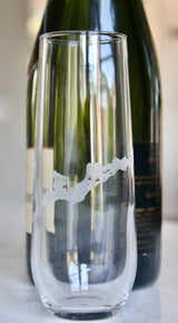 Fishers Island Map Laser Engraved Glasses