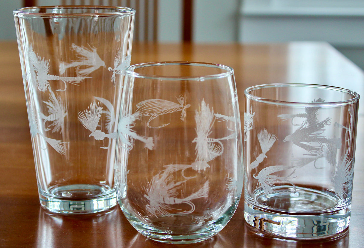 Fly Fishing Laser Engraved Glasses
