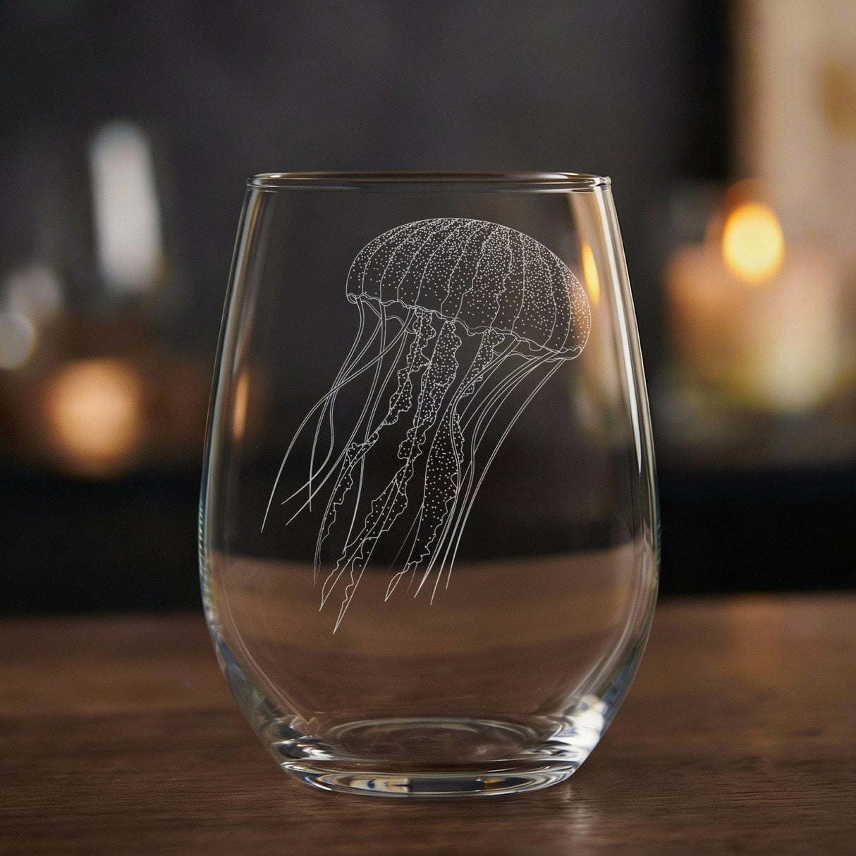 Jellyfish Laser Engraved Glasses - Ocean Creature Gift