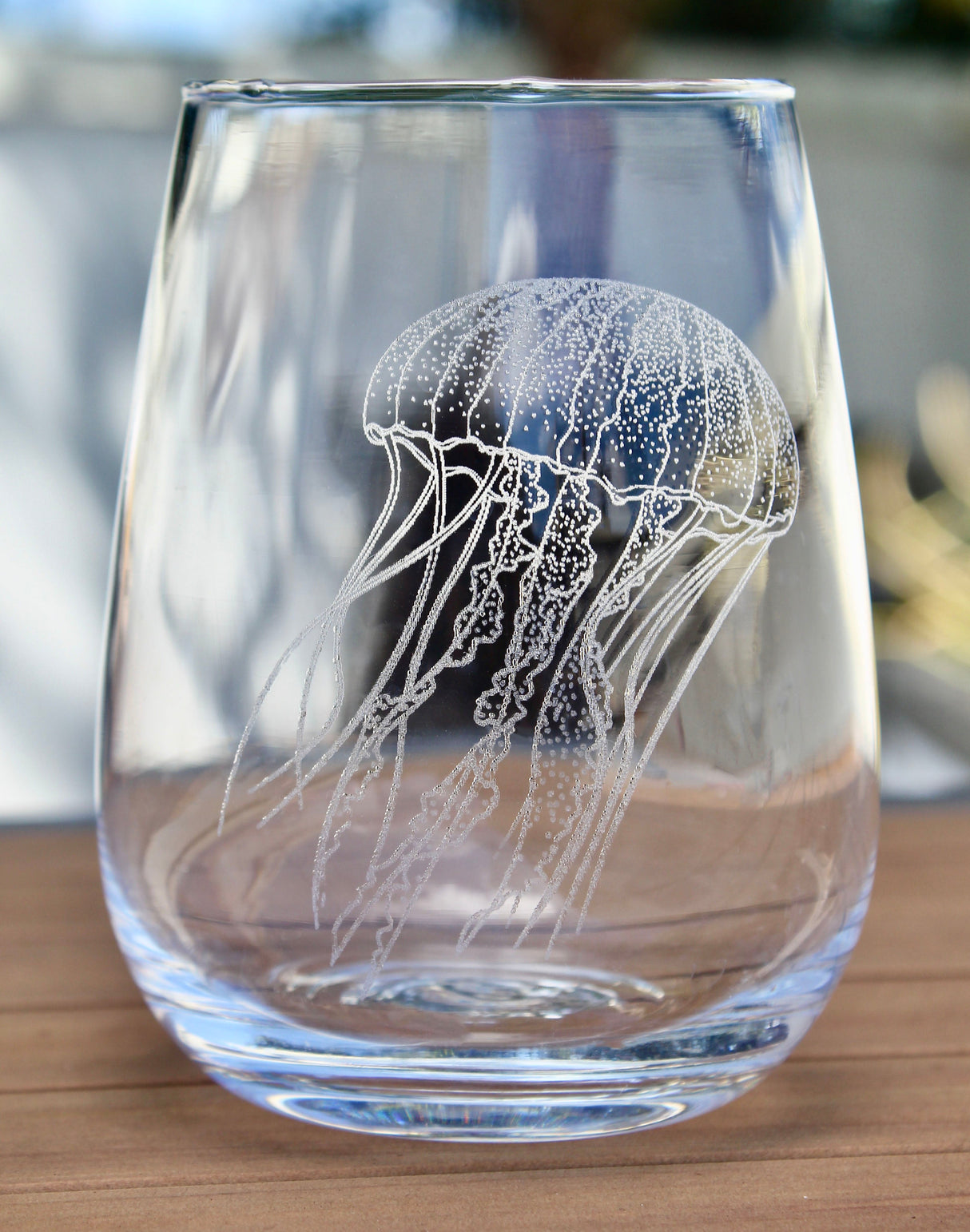 Jellyfish Laser Engraved Glasses - Ocean Creature Gift