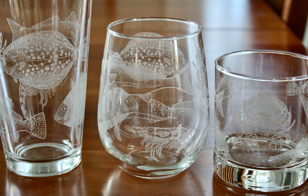 Bayou Inshore Slam - Fish Collection Laser Engraved Glasses - Gift for Fisherman