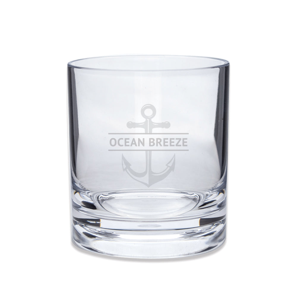 Ega Rocks Glass Engraved Acrylic Rocks Glass with Anchor – The Marine Shop