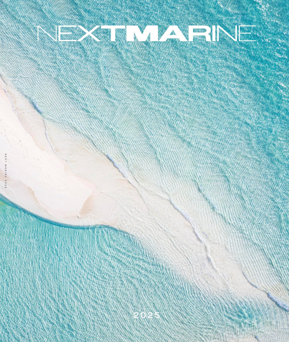 Next Marine 2025 cover with a textured blue and white design.