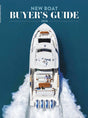 New Boat Buyer's Guide 2026 cover with a yacht on a blue background