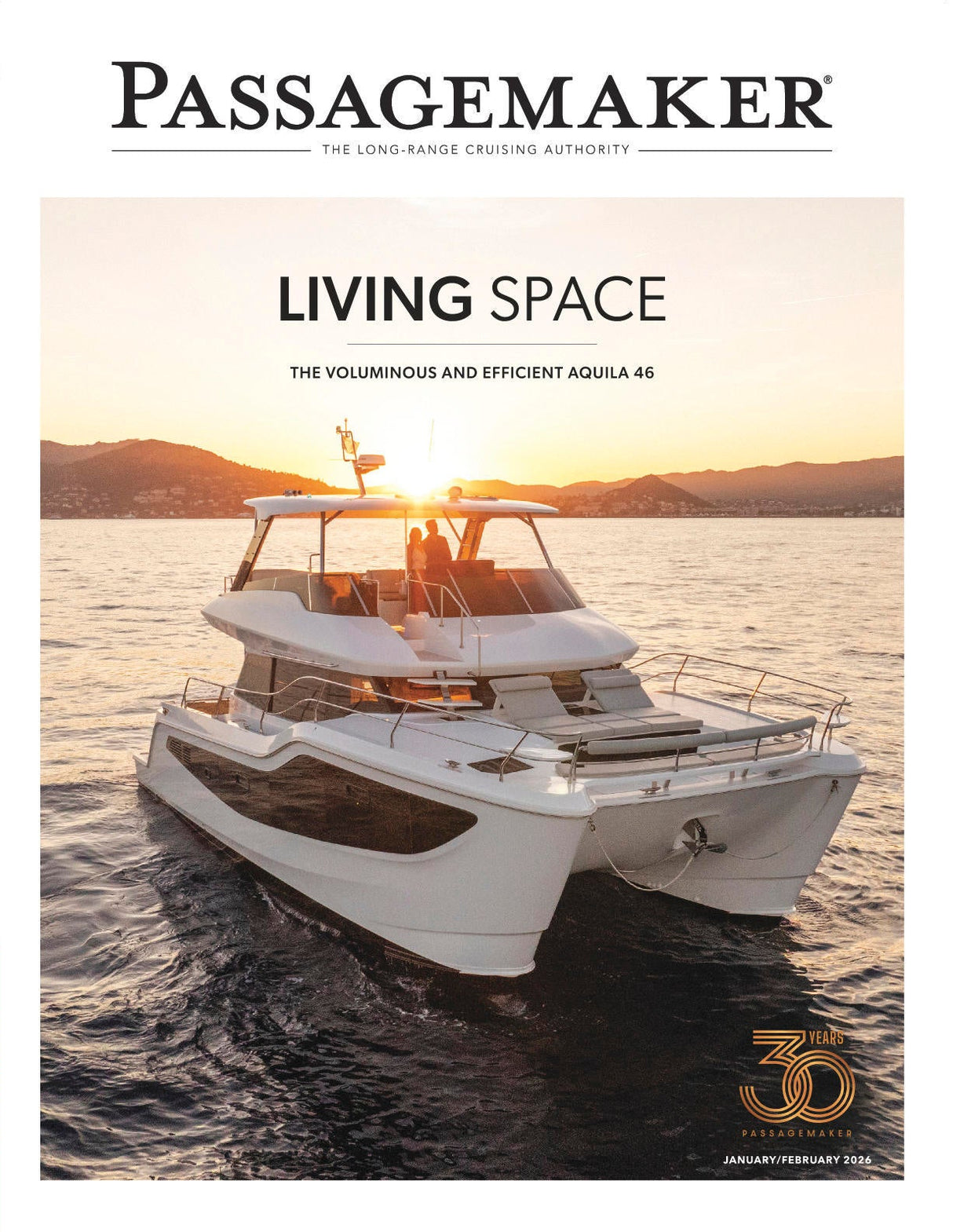Magazine cover featuring a yacht on the water with 'Passagemaker' branding.