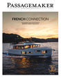 Yacht on water with 'Passagemaker' magazine cover text