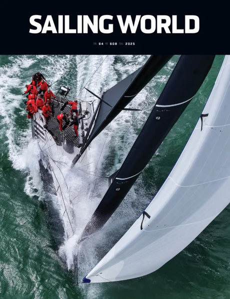 Sailing World magazine cover with a sailboat in action on the water