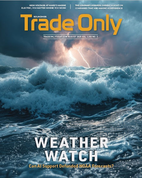 Trade Only magazine cover with stormy weather and large waves