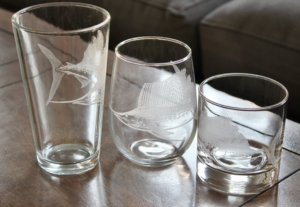 Sailfish Laser Engraved Glasses