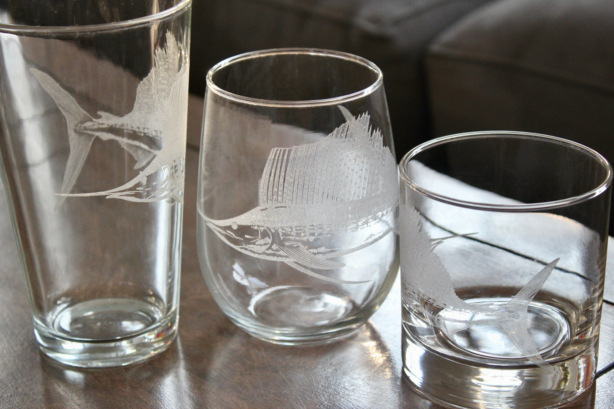 Sailfish Laser Engraved Glasses