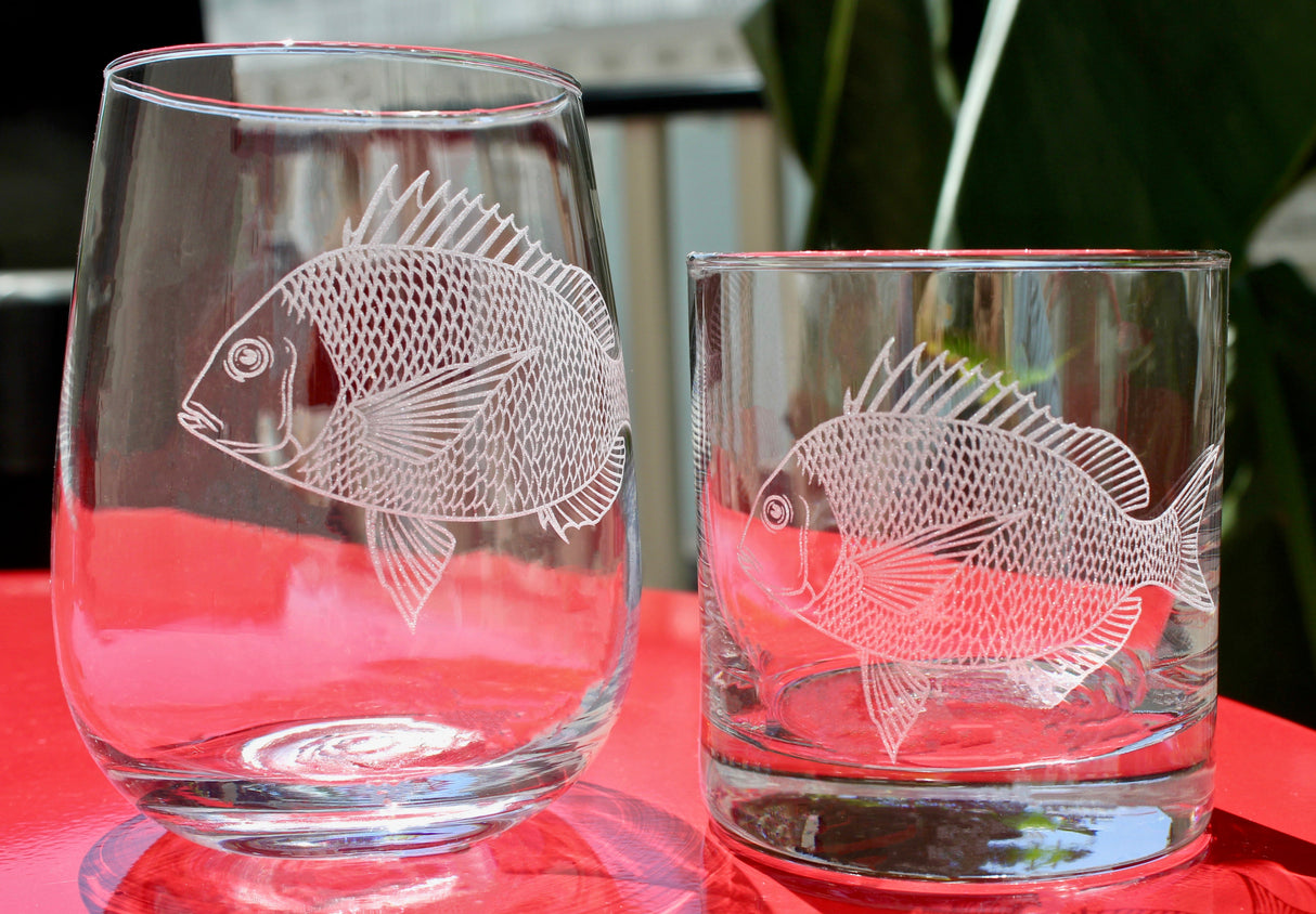 Scup (Porgy) Fish Laser Engraved Glasses