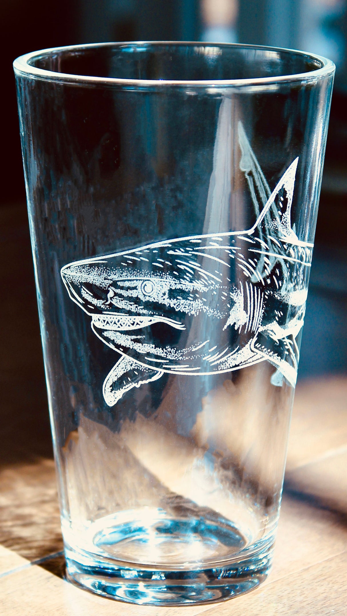 Shark Laser Engraved Glasses - Ocean Gift