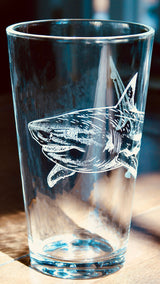 Shark Laser Engraved Glasses - Ocean Gift