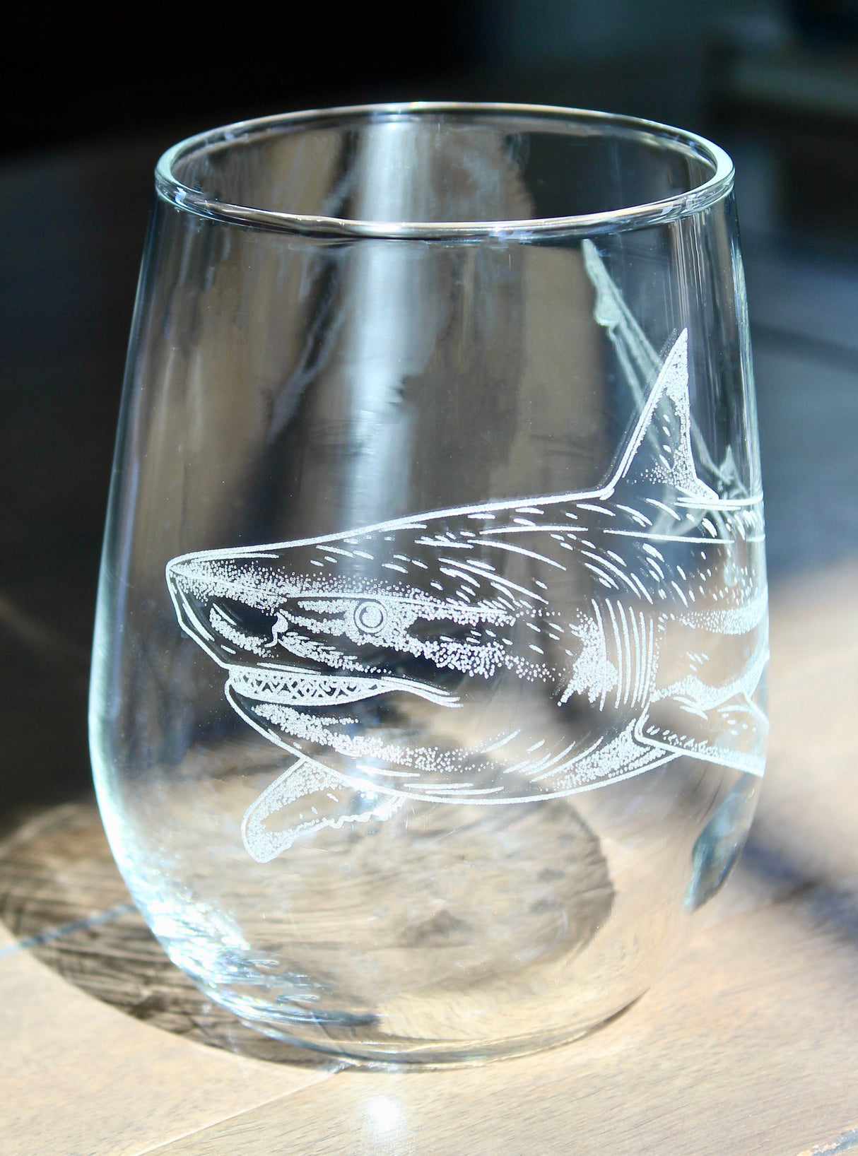 Shark Laser Engraved Glasses - Ocean Gift