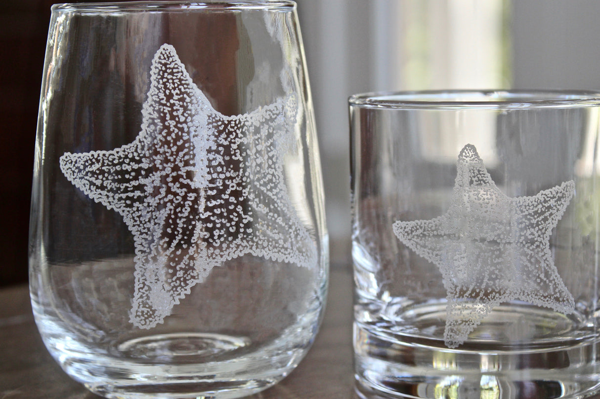 Starfish Laser Engraved Glasses - Sea Creature Gift